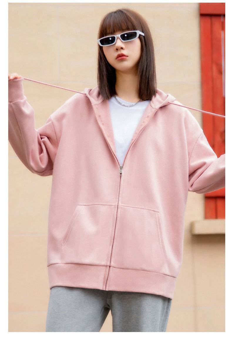 薄款宽松外套小个子韩版奶系衣服女女士帽衫女式带帽为衣奶白色空白s