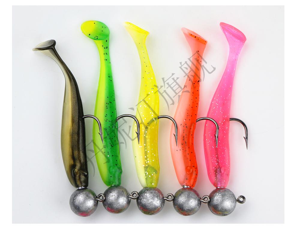 2022款天羽t尾路亚假饵套装铅头钩软饵t尾饵远投软虫t尾鱼假饵鲈鱼