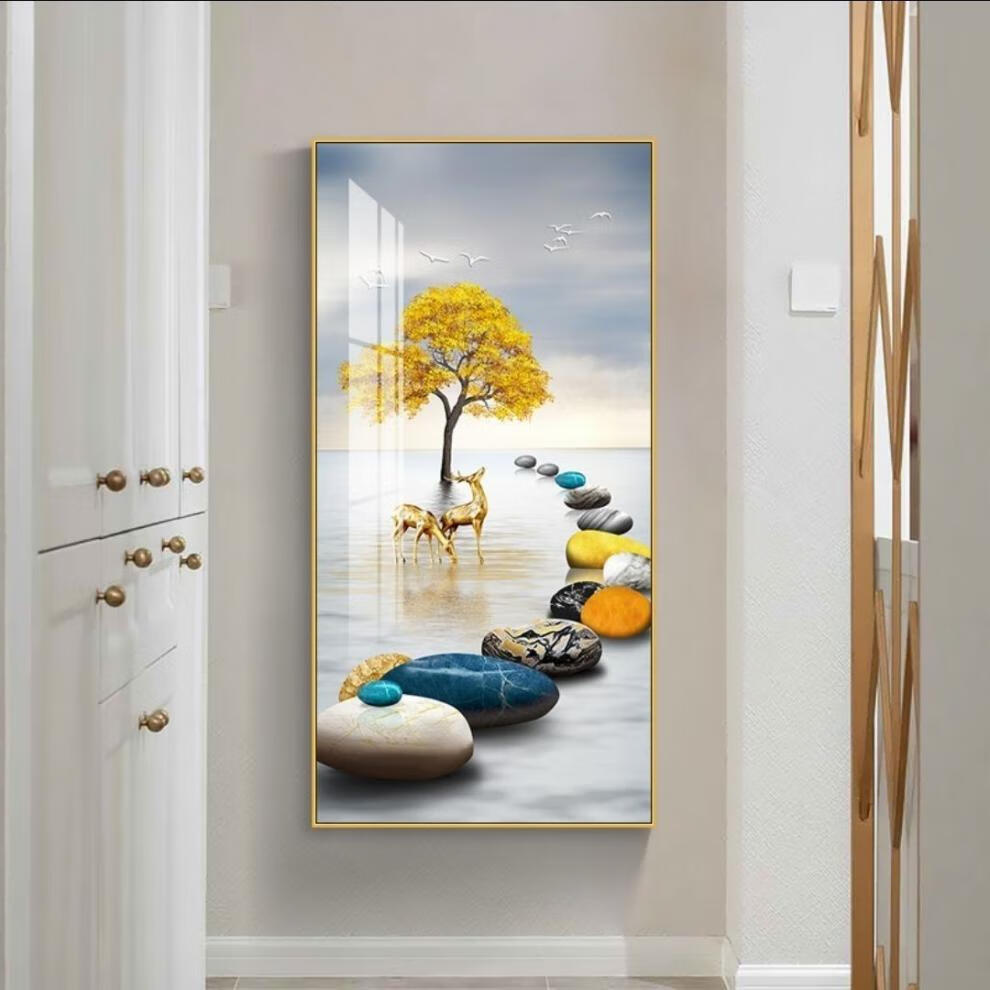可狄玄关装饰画进门过道走廊挂壁画轻奢客厅现代简约带框卧室九鱼聚财