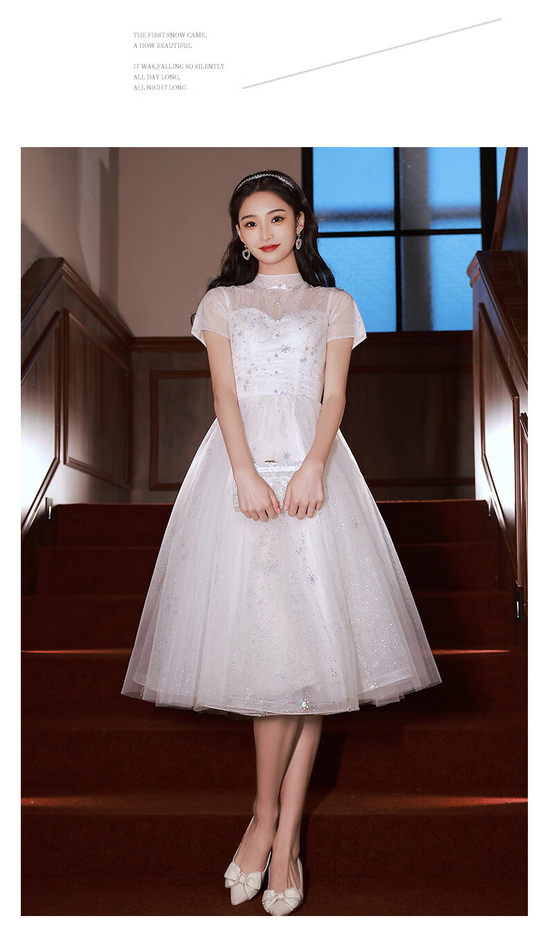 a生日礼服女款成人礼礼服法式晚礼服白色短款2022年小个子平时可穿