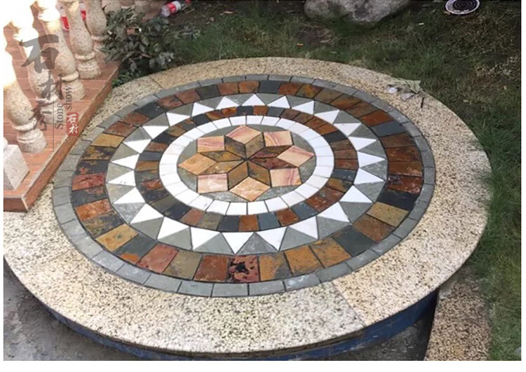 定做花园地砖庭院砖别墅室外户外花砖仿古砖天然马赛克地面石材拼花