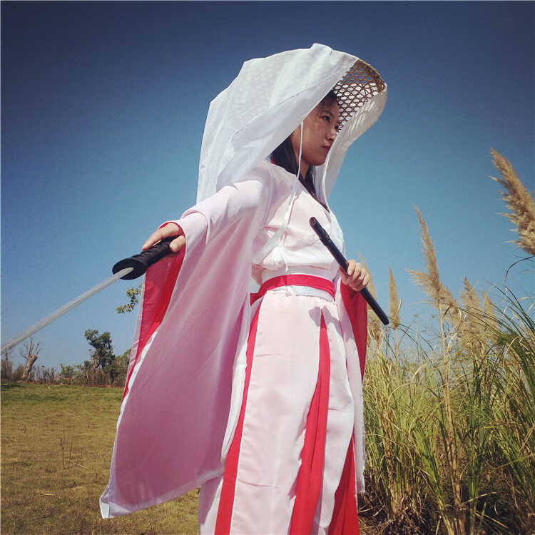 斗笠帽面纱古风女薄纱遮脸古代头纱汉服古装女侠客舞蹈镂空竹编 46