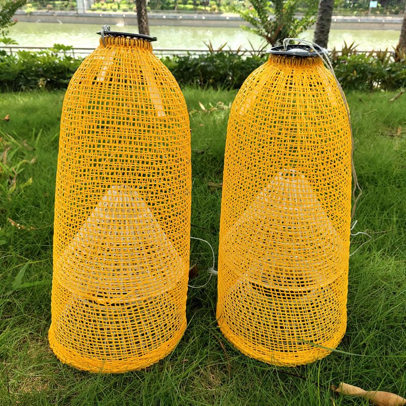 虾网捕虾笼鱼笼大号虾笼黄鳝螃蟹泥鳅仿竹纺织塑料捕虾折叠笼抓龙虾网