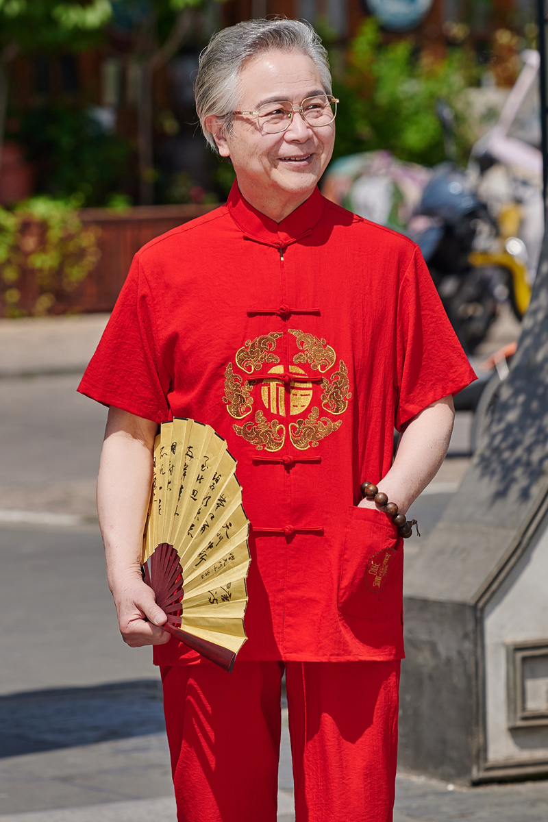 老年人唐装男寿星喜庆红色衣服过大寿穿的老人唐装祝寿衣中国风夏季加