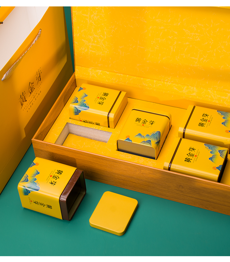 通用白茶黄金芽包装盒空盒半斤茶叶盒安吉白茶礼品盒定制礼盒白色5合1