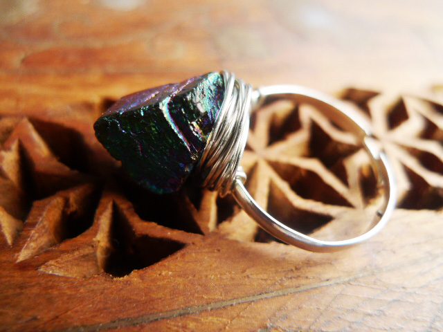 天然电镀黑碧玺原石手工戒指_ 11折现价23元