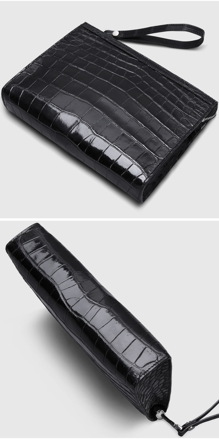 cestbeau进口鳄鱼皮无拼接整张皮肚皮钱包大容量手拿包真皮信封包