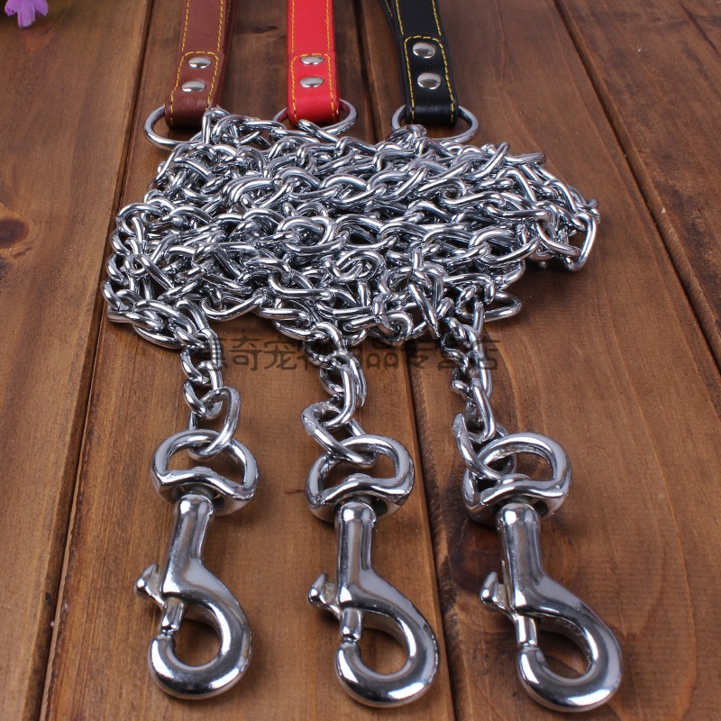 狗链子宠物狗狗牵引绳狗绳防咬p链中小型犬小狗链子狗铁链条 金属