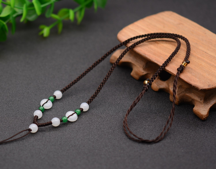 洛河 手工编织吊坠挂绳项链绳翡翠玉佩挂件绳子可调节男女红黑七夕