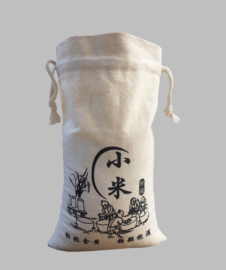 小米包装袋 棉布抽绳大米袋 帆布束口面粉袋定制粮食袋子繁佩 5斤