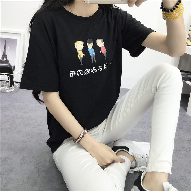 奈诗寇2016剪刀石头布印花短袖t恤女6014 白色 xl