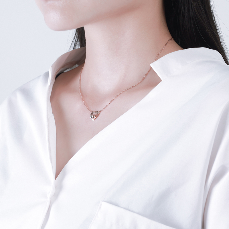 珂兰kelacnk金项链18k玫瑰白套链双心仿珍珠链klnx033975