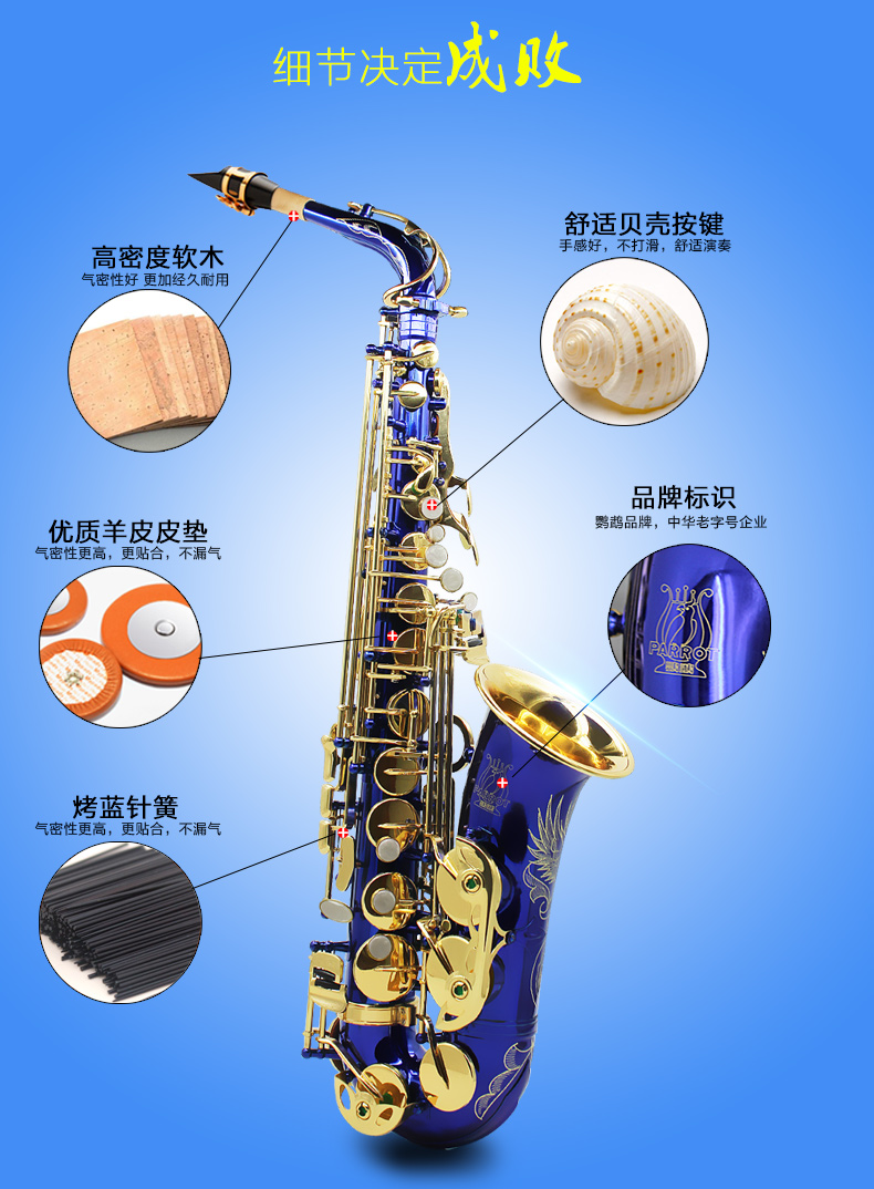 鹦鹉parrot中音萨克斯降e调高音降b调萨克斯风初学成人演奏考级 电泳