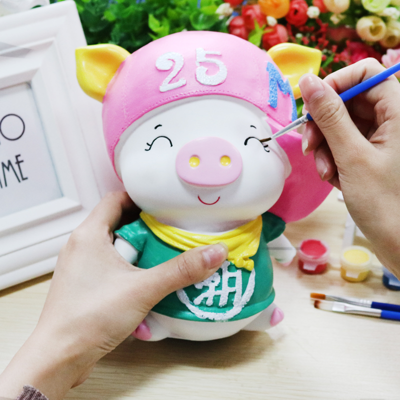 摔不坏石膏娃娃搪胶白胚涂色彩绘存钱罐模具公仔儿童diy玩具装饰摆件