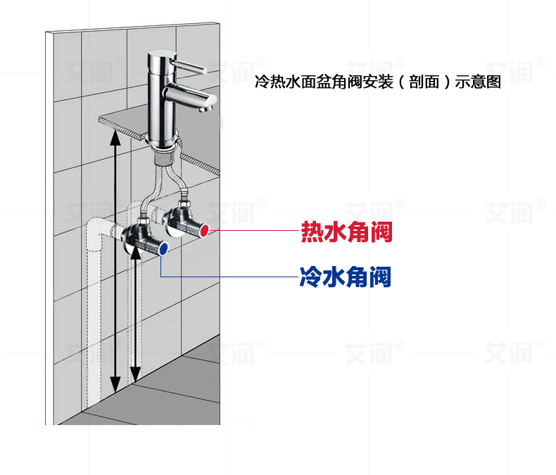 艾润4分内丝三角阀dn15加长冷热水八字阀热水器马桶铜角阀拍双数默认