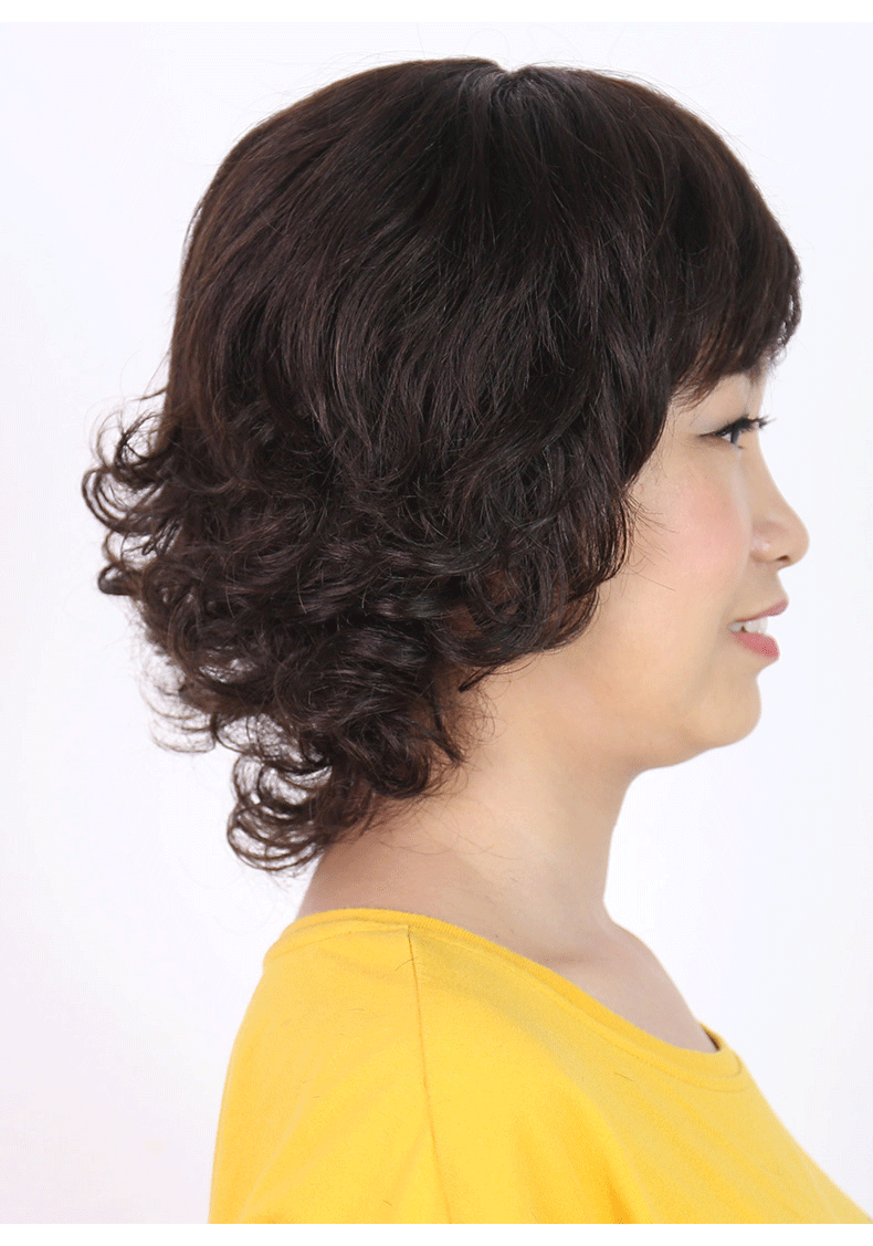 迈威格丝(my wigs) 假发女短卷发真发 透气蓬松遮白发 中老年老妈假发