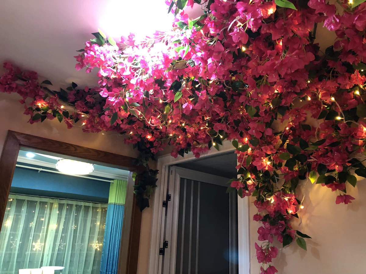 仿真花三角梅家居落地花婚庆装饰花室内造景花艺大朵梅花紫色