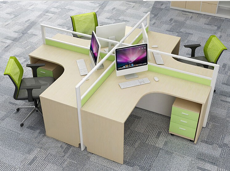 定制 办公家具简约现代l型4人位十字职员办公桌椅组合屏风工作位定制
