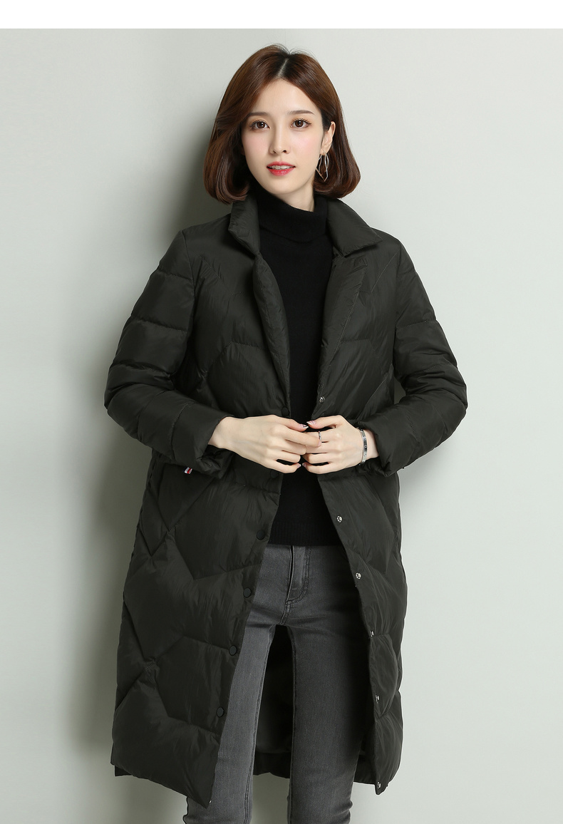 恒源祥羽绒服女中长款轻薄秋冬新款韩版时尚连帽宽松休闲外套y705 1号