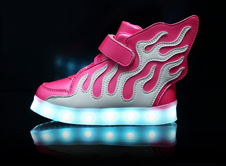 鄂尔犀牛高帮童鞋小孩发光鞋usb充电鞋可以发光的鞋子小学生荧光鞋
