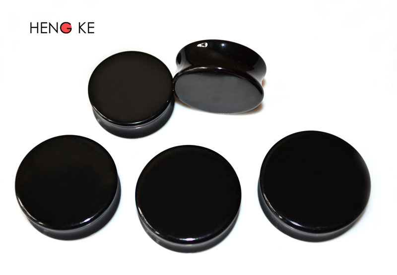 欧美流行朋克黑色uv防过敏圆饼耳扩器扩耳器超大尺寸男 18mm 单只