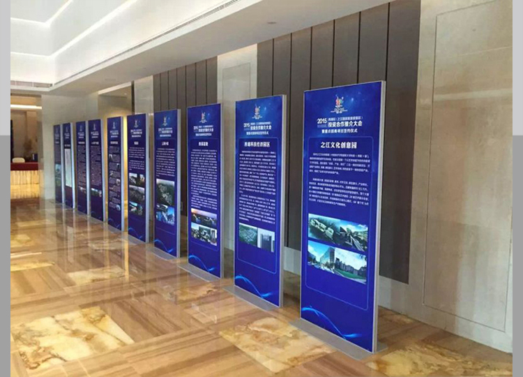 丽屏展架高档铝合金防风门型立式双面kt板广告展板架会议宣传立牌海报