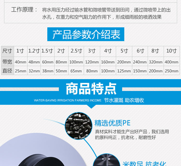微喷带滴灌带喷水管农用灌溉水带喷雾雾化软管喷灌带25寸无孔耐压