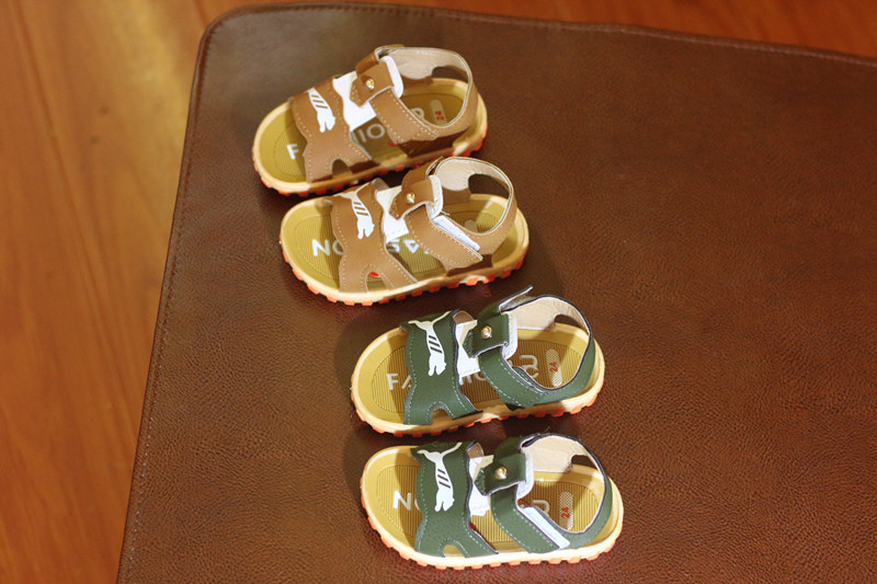 凉鞋童鞋宝宝方头露趾凉鞋男童沙滩鞋防滑单鞋 深黄 24