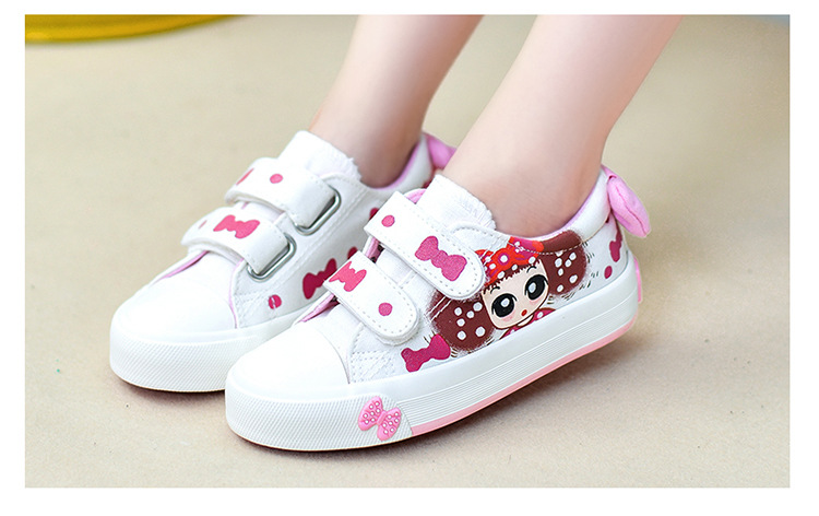 运动鞋儿童鞋帆布鞋童鞋女童低帮魔术贴透气布鞋 水粉 37