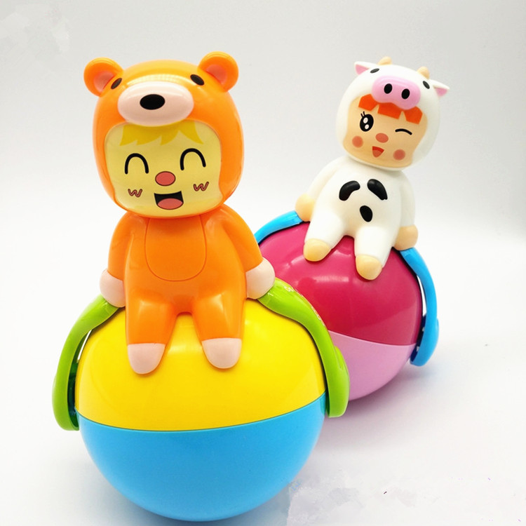 简单爱萌趣奔跑不倒翁益智声光会跑不倒翁优乐恩不倒翁玩具 小牛()