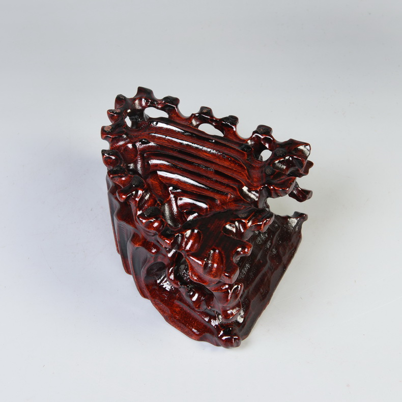 木雕 三角形底座 实木可挖槽底座根雕石头奇石底座茶杯底座木托架