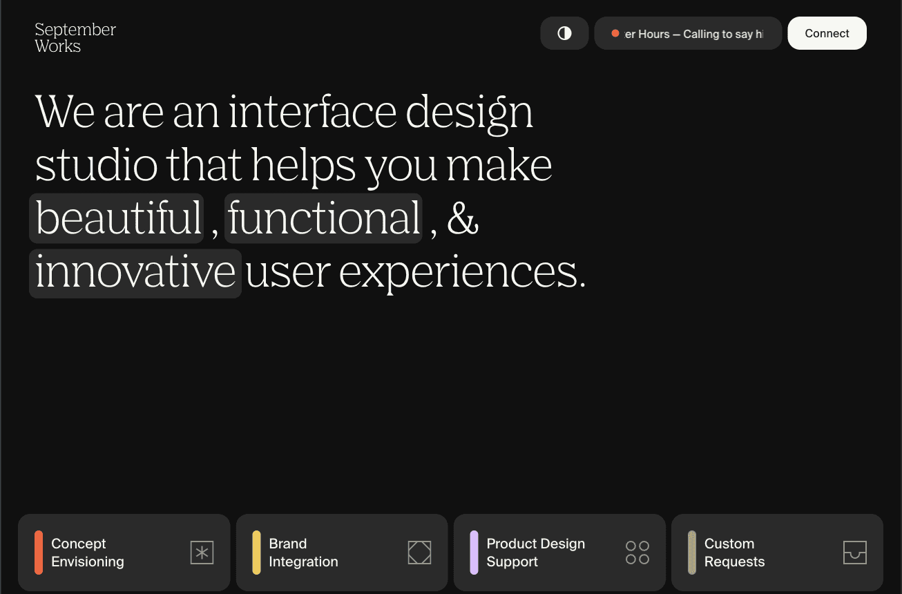我们是一家界面设计工作室，帮助您打造美观、实用且创新的用户体验