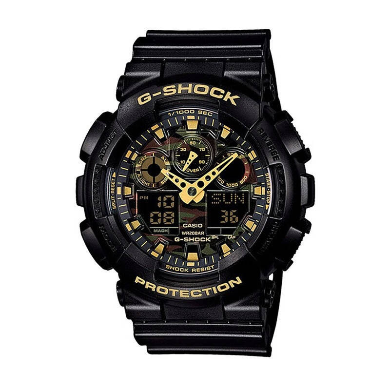 卡西欧丛林迷彩男士防震手表