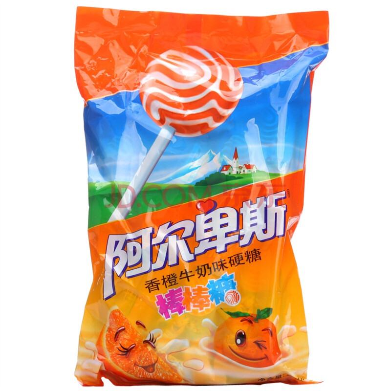 阿尔卑斯香橙牛奶味硬糖棒棒糖200g
