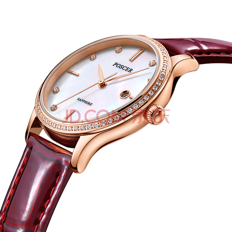 宝时捷(poscer)手表时尚防水石英表女士手表皮带潮流女表 50073l.rew