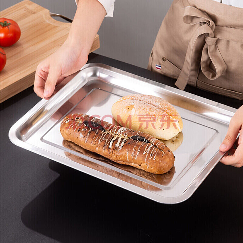 尚烤佳 不锈钢烤盘 烧烤盘 托盘 餐盘 烤箱烤盘 烧烤工具配件 大号二