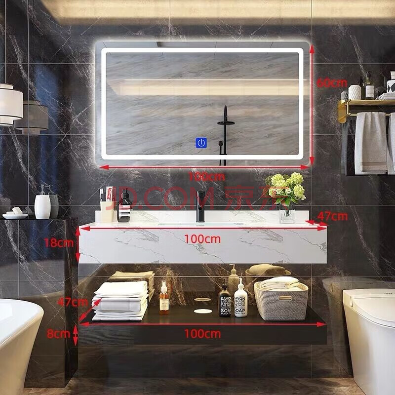ktl10(100)北欧浴室柜现代简约大理石洗脸盆洗手盆柜组合卫生间洗漱台