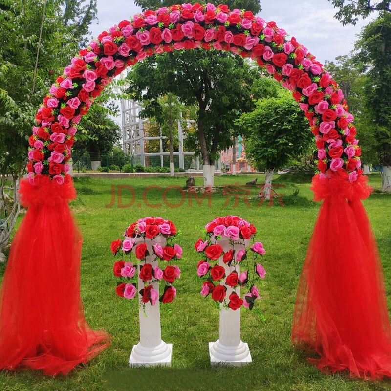 繁花若素 拱形拱门 绢花拱门活动开业花门含罗马柱