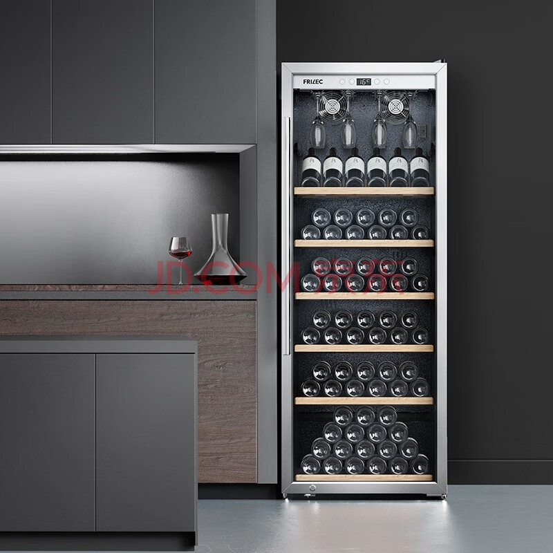 frilec/菲瑞柯 德系独立式红酒柜 风冷双温区酒柜 进口实木架 126支装