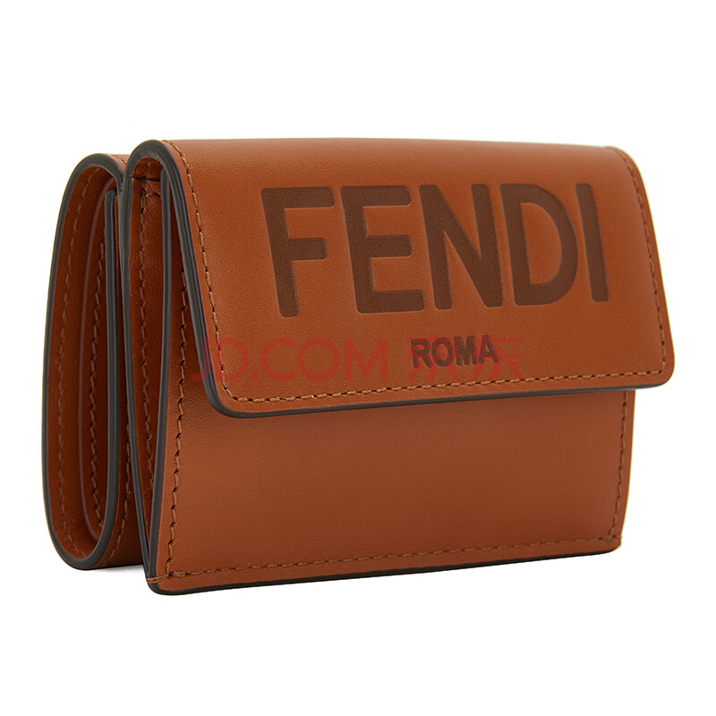 芬迪fendi 女士micro trifold系列棕色牛皮fendi roma压花三折皮夹 8m
