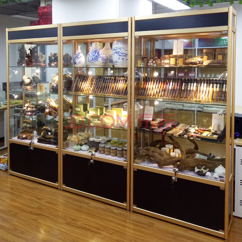 皇球精品玻璃展示柜展会高柜展柜礼品陈列柜4s展柜货架展示架 全银色