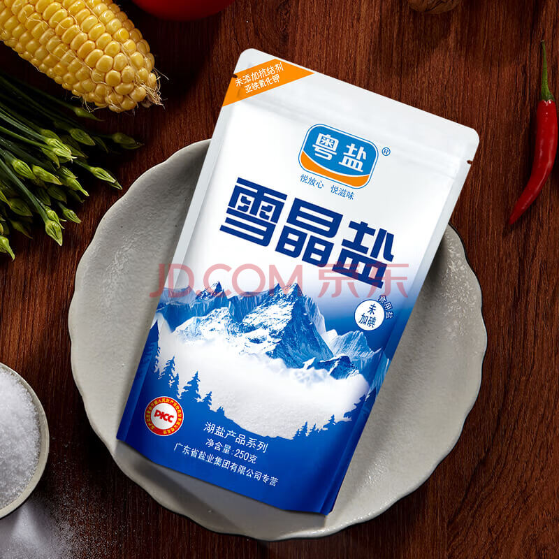 【京东超市】粤盐(yueyan)澳洲湖盐无碘盐雪晶盐食用盐250g