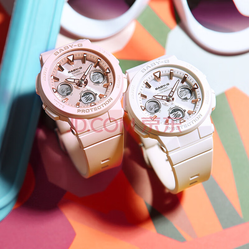 卡西欧(casio)手表 baby-g 贝壳渐变色系列 防震防水自动led照明运动