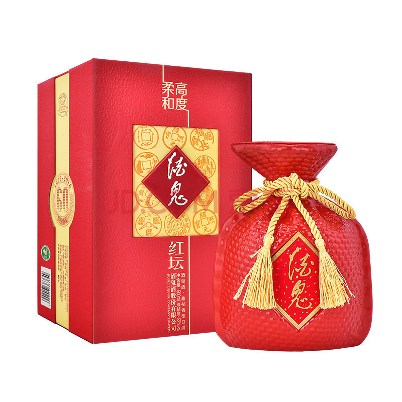 酒鬼 红坛 馥郁香型高度白酒 52度 500ml 单瓶装