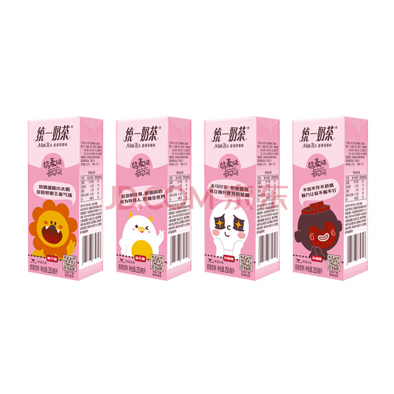 【京东超市】统一 奶茶(草莓)250ml*24盒/箱 整箱