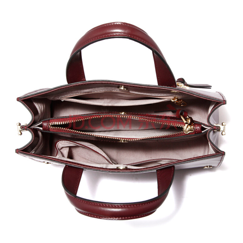 万里马(wanlima)时尚纯色简约手提包铆钉宽肩带大容量女包