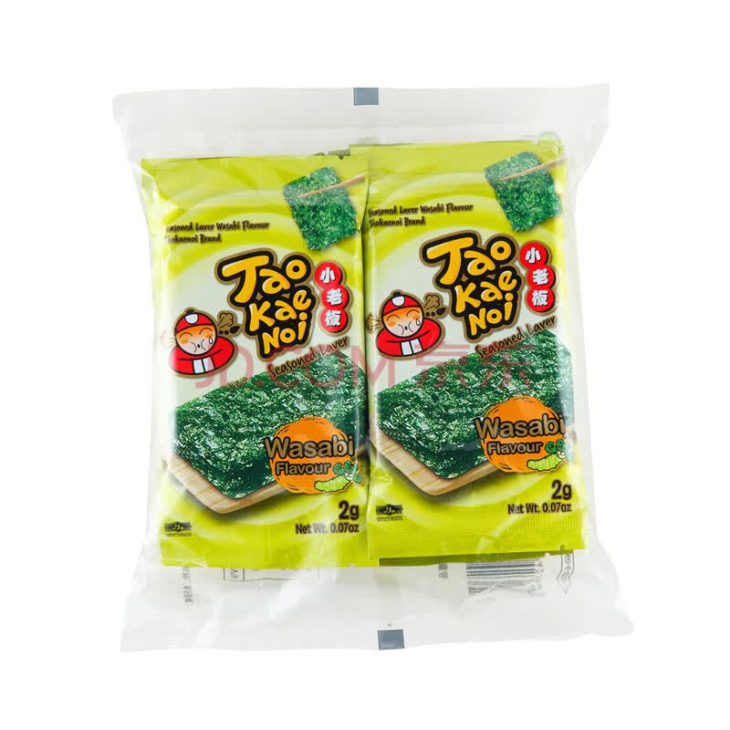 小老板 taokaenoi 泰国进口 零食 即食 海苔片 芥末味2g*8