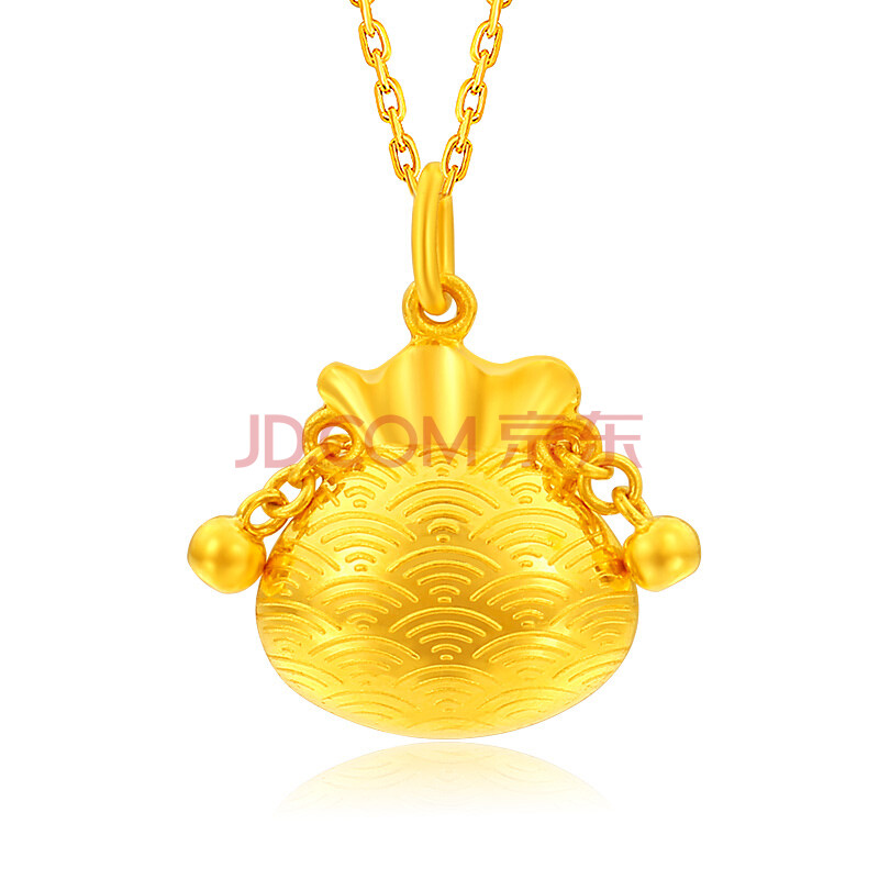 菜百首饰 足金铃铛福袋黄金吊坠 计价 约3.11克