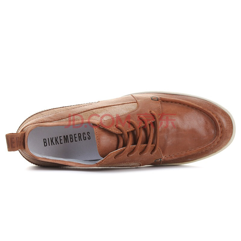 bikkembergs 毕盖帕克 男款棕色真皮配帆布平底系带休闲鞋 bke107804