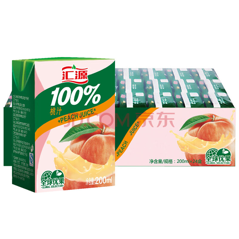 汇源果汁 100%桃汁200ml*24盒 果汁饮料 整箱